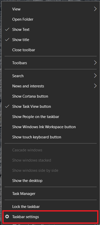 Windows 작업 표시줄 설정