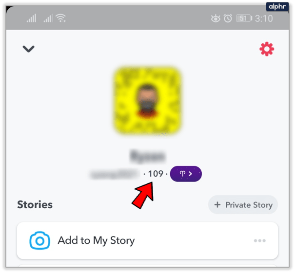 Нажмите на счет Snapchat, чтобы увидеть два других числа. 